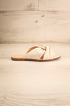 Benere White Leather Knotted Slide Sandals | La petite garçonne side view
