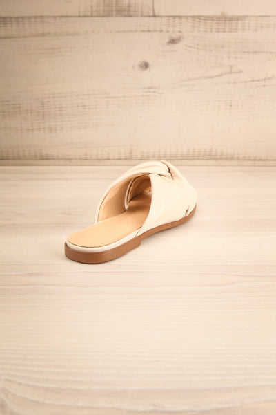 Benere White Leather Knotted Slide Sandals | La petite garçonne back view