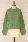 Benidorm Green Cropped Knit Sweater | La petite garçonne front view