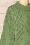 Benidorm Green Cropped Knit Sweater | La petite garçonne side close-up