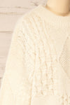Benidorm Ivory Cropped Knit Sweater | La petite garçonne side close-up