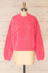Benidorm Pink Cropped Knit Sweater | La petite garçonne front view