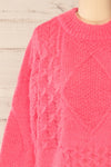 Benidorm Pink Cropped Knit Sweater | La petite garçonne front close-up