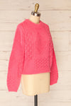 Benidorm Pink Cropped Knit Sweater | La petite garçonne side view