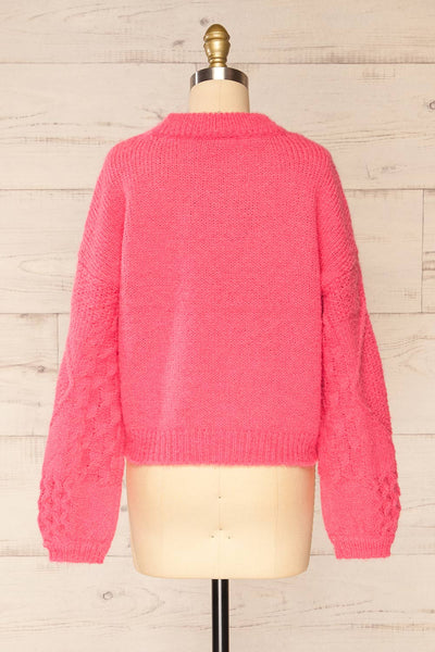 Benidorm Pink Cropped Knit Sweater | La petite garçonne back view