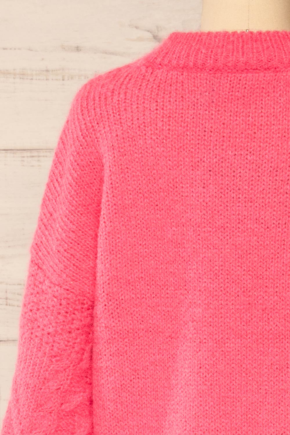 Benidorm Pink Cropped Knit Sweater | La petite garçonne back close-up