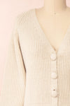 Benita Cream V-Neck Cropped Knit Cardigan | Boutique 1861 front close-up