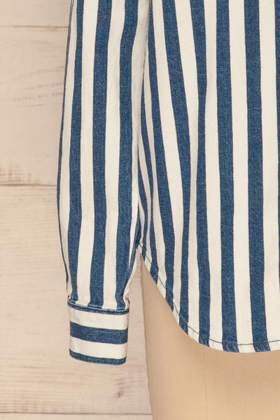 Bensafrim Blue Denim Striped Long Sleeved Shirt | La Petite Garçonne 7