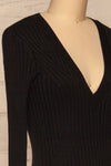 Beocin Black Ribbed Midi Dress | La petite garçonne  side close-up