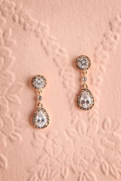 Berenice Gold Crystal Pendant Earrings | Boutique 1861