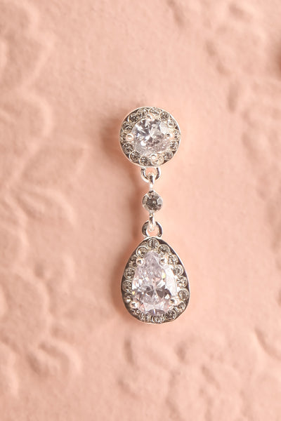 Berenice Silver Crystal Pendant Earrings | Boutique 1861 close-up