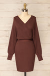Bergame Brown Knitted Wrap Dress | La Petite Garçonne front view