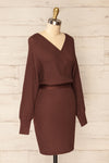 Bergame Brown Knitted Wrap Dress | La Petite Garçonne side view