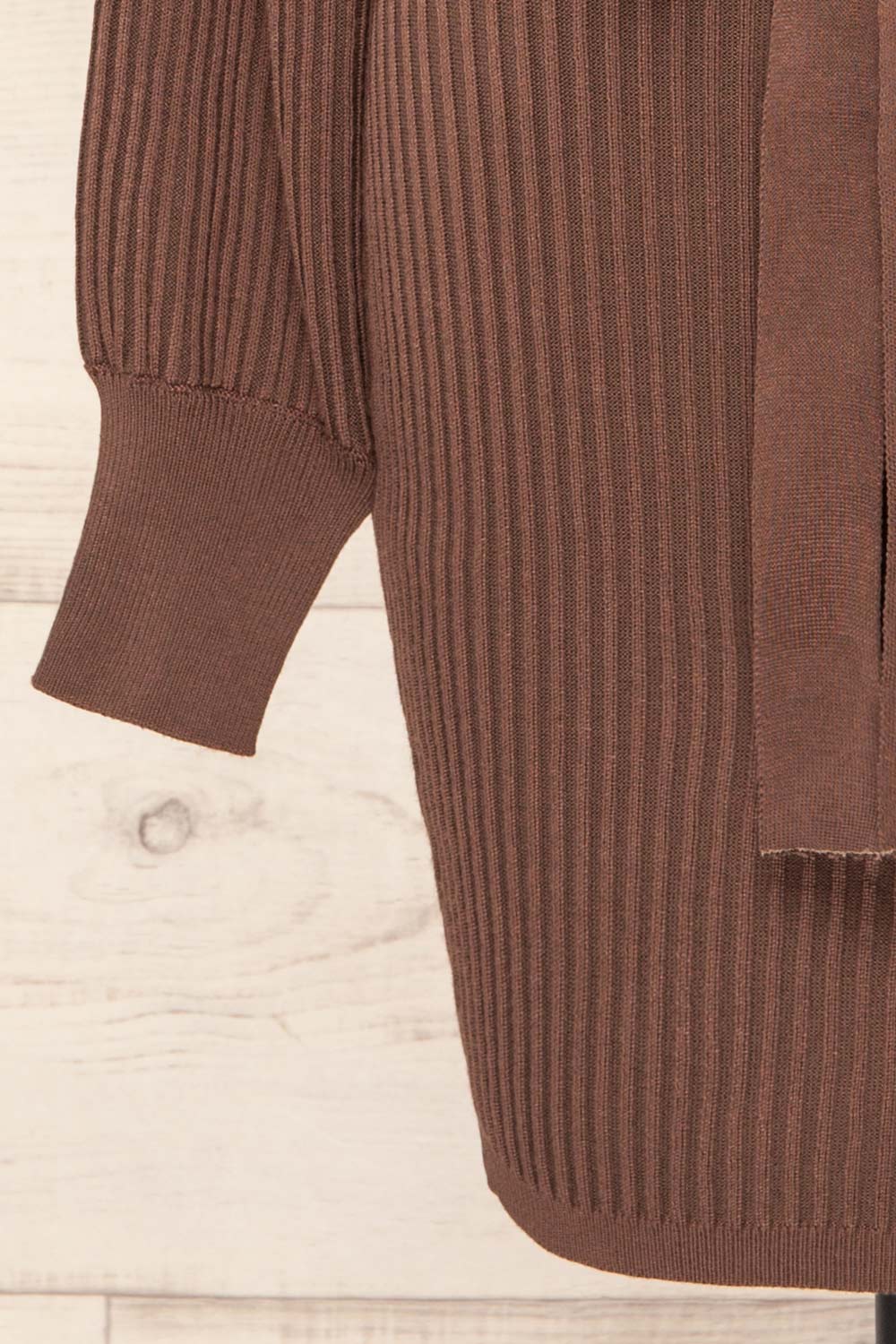 Bergame Chocolate Knitted Wrap Dress | La petite garçonne sleeve
