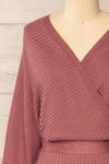 Bergame Pink Knitted Wrap Dress | La Petite Garçonne front close-up