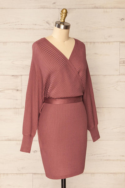 Bergame Pink Knitted Wrap Dress | La Petite Garçonne side view