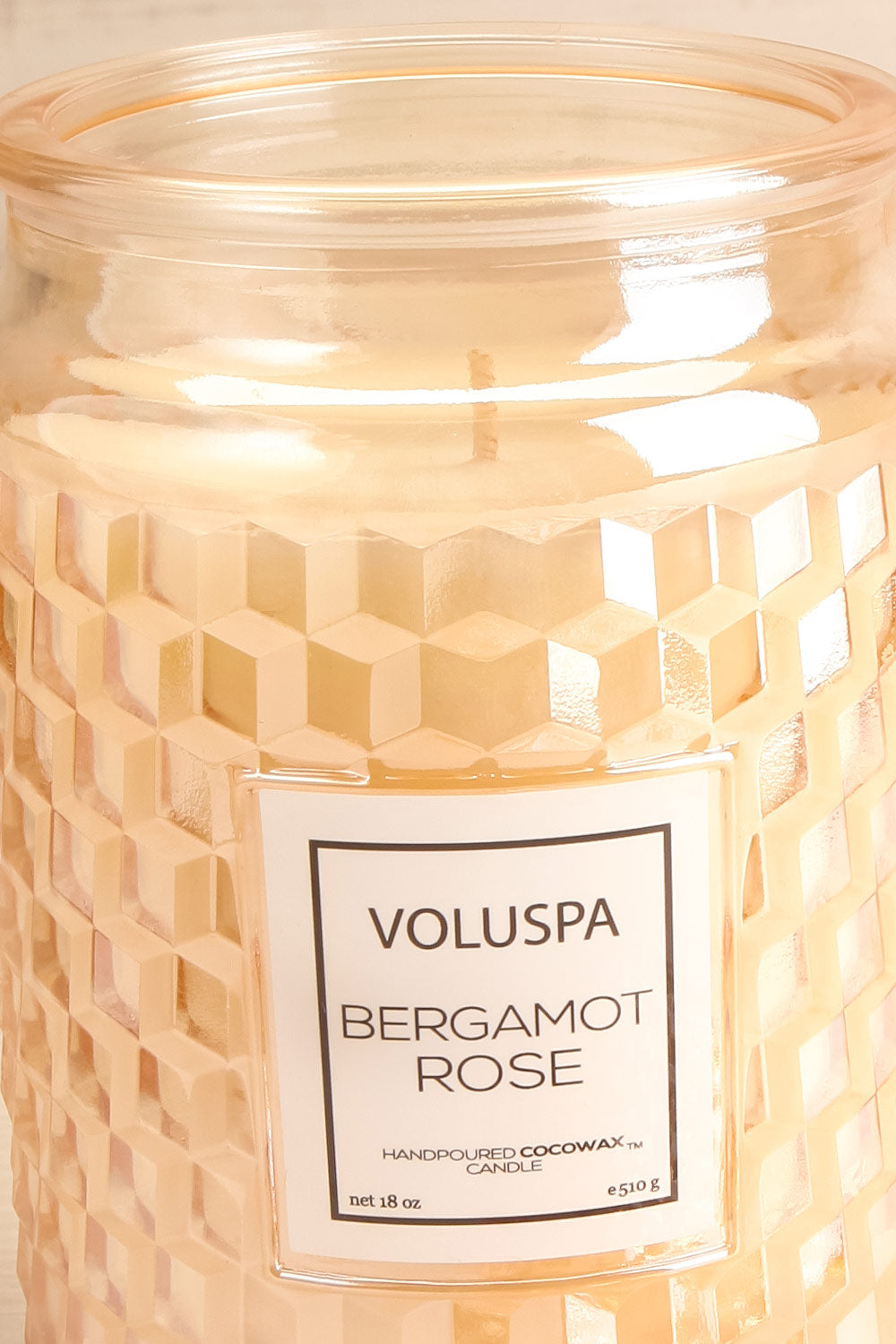 Large Textured Candle Bergamot Rose | La petite garçonne open close-up