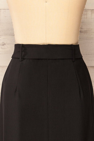 Berkane Black Pencil Skirt w/ Belt | La petite garçonne back close-up
