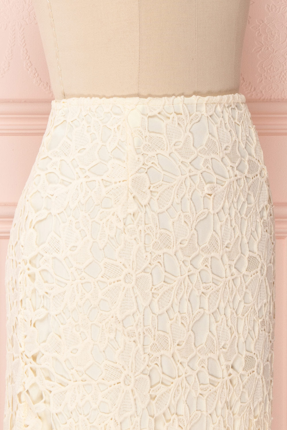 Beryl Ivory Crocheted Lace Fitted Midi Skirt | Boutique 1861 4