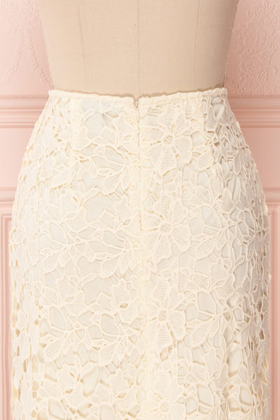 Beryl Ivory Crocheted Lace Fitted Midi Skirt | Boutique 1861 6