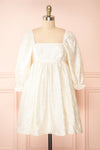 Betie Ivory Satin Embroidered Babydoll Dress | Boutique 1861 front view
