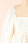 Betie Ivory Satin Embroidered Babydoll Dress | Boutique 1861 front close-up