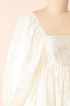 Betie Ivory Satin Embroidered Babydoll Dress | Boutique 1861 side close-up