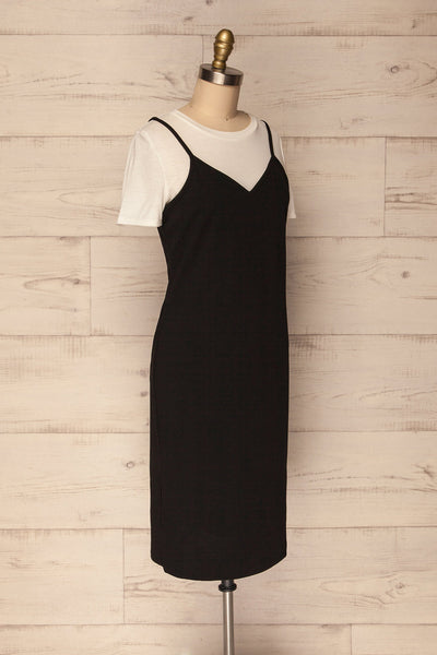 Beverce Black Slip Dress over White T-Shirt | La Petite Garçonne 3