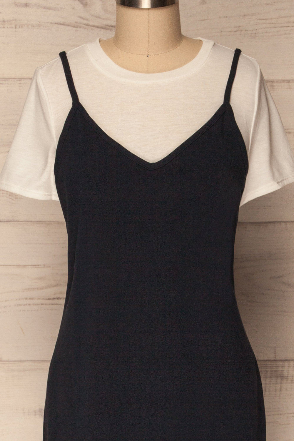 Beverce Navy Blue Slip Dress over White T-Shirt | La Petite Garçonne 2