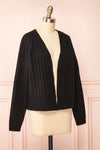 Bezie Black Knit Open-Front Cardigan | Boutique 1861 side view