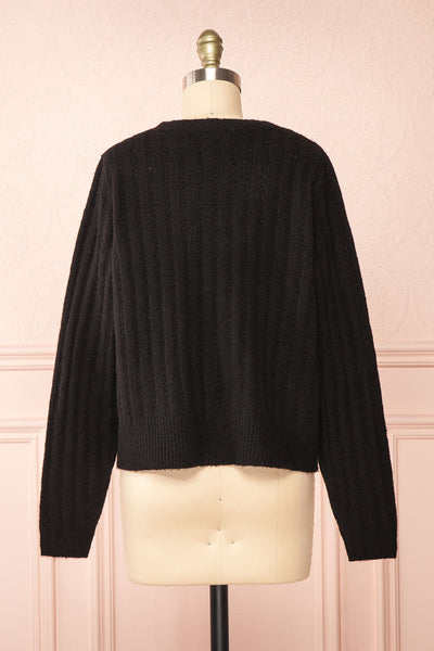 Bezie Black Knit Open-Front Cardigan | Boutique 1861  back view