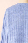 Bezie Blue Knit Open-Front Cardigan | Boutique 1861  back close-up