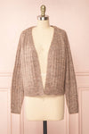 Bezie Taupe Knit Open-Front Cardigan | Boutique 1861 front view