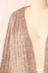Bezie Taupe Knit Open-Front Cardigan | Boutique 1861 front close-up