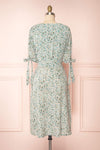 Bezia Blue Floral Short Sleeve Midi Dress | Boutique 1861 back view