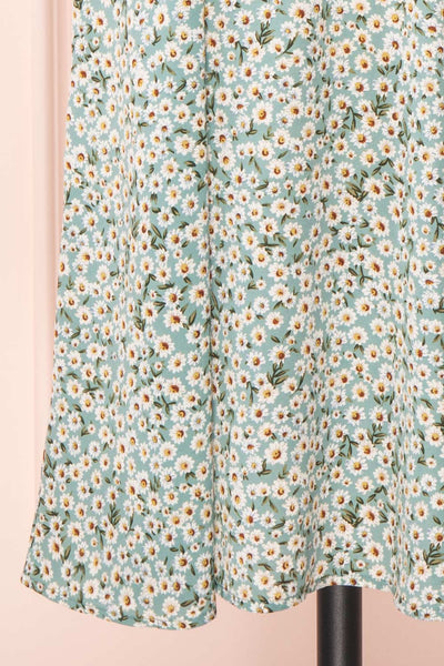 Bezia Blue Floral Short Sleeve Midi Dress | Boutique 1861 skirt