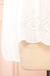 Bijal Long Sleeve White Blouse w/ Open-Work Lace | Boutique 1861 sleeve