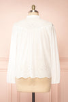 Bijal Long Sleeve White Blouse w/ Open-Work Lace | Boutique 1861 back plus size