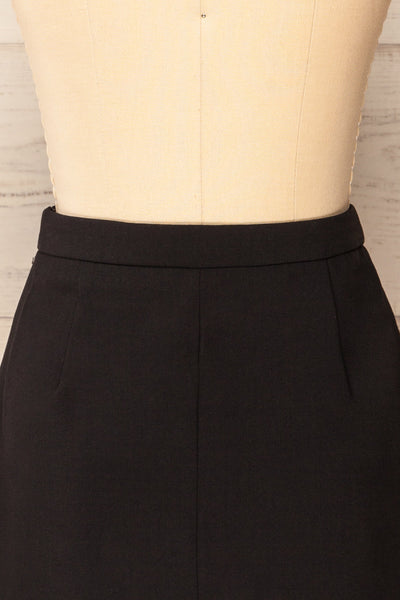 Bilbao Black Short Skirt w/ Slit | La petite garçonne  back close-up