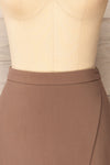 Bilbao Taupe Short Skirt w/ Slit | La petite garçonne front close-up
