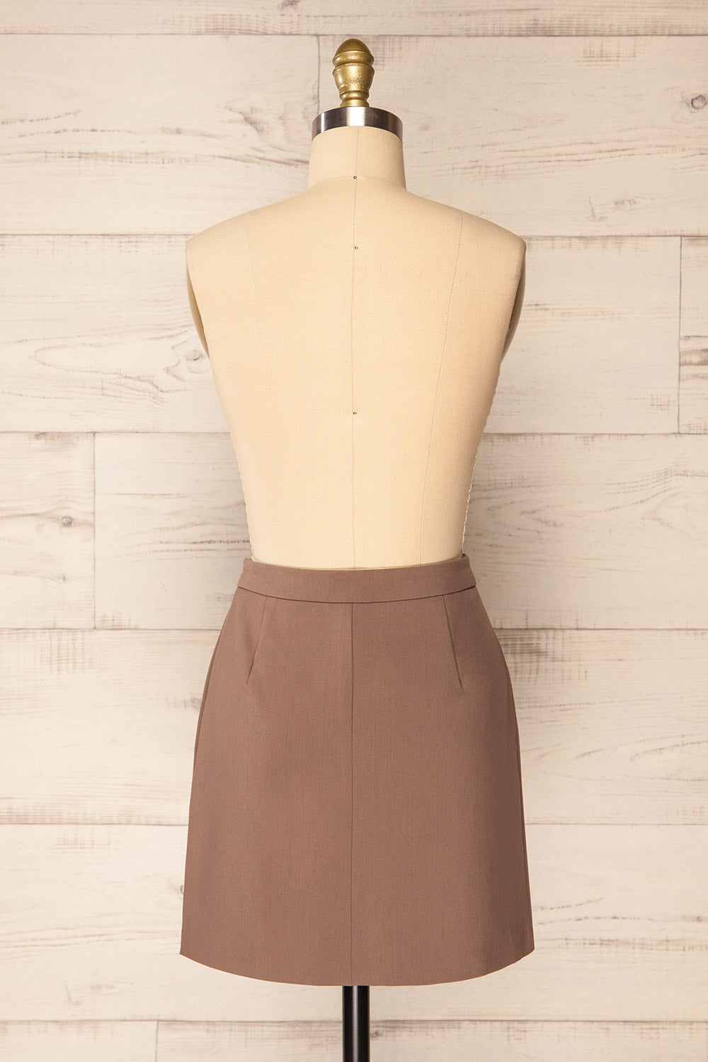 Bilbao Taupe Short Skirt w/ Slit | La petite garçonne back view