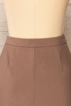 Bilbao Taupe Short Skirt w/ Slit | La petite garçonne back close-up