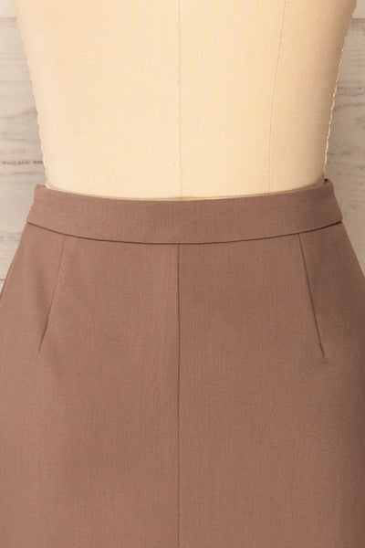 Bilbao Taupe Short Skirt w/ Slit | La petite garçonne back close-up