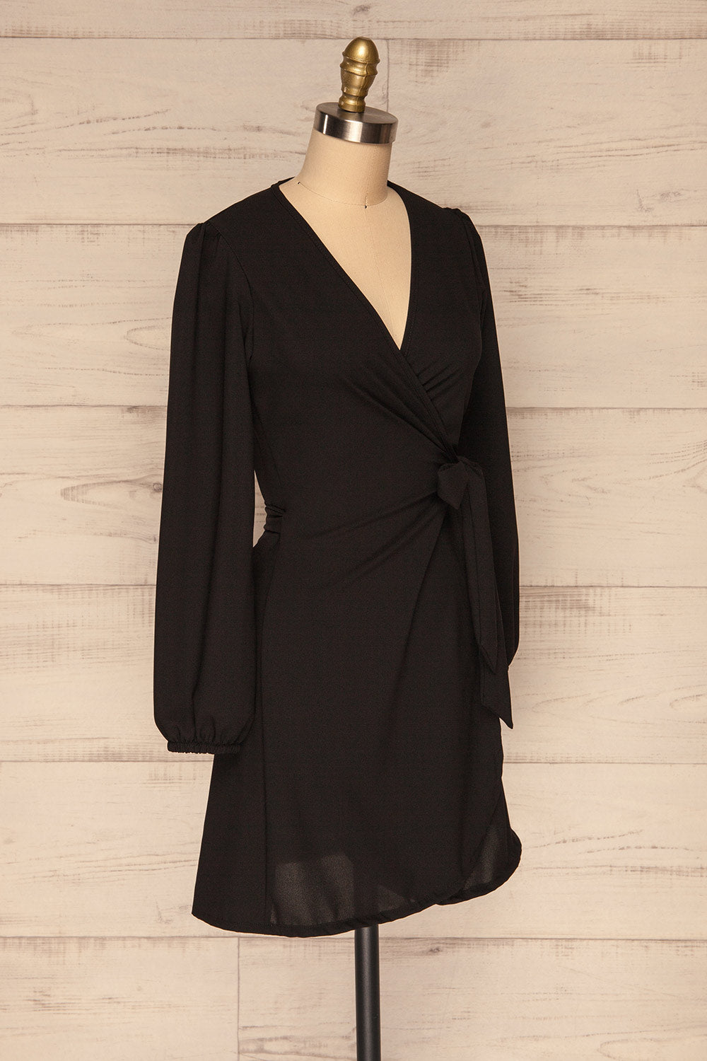 Billie Black Long Sleeve Wrap Dress | La petite garçonne side view 