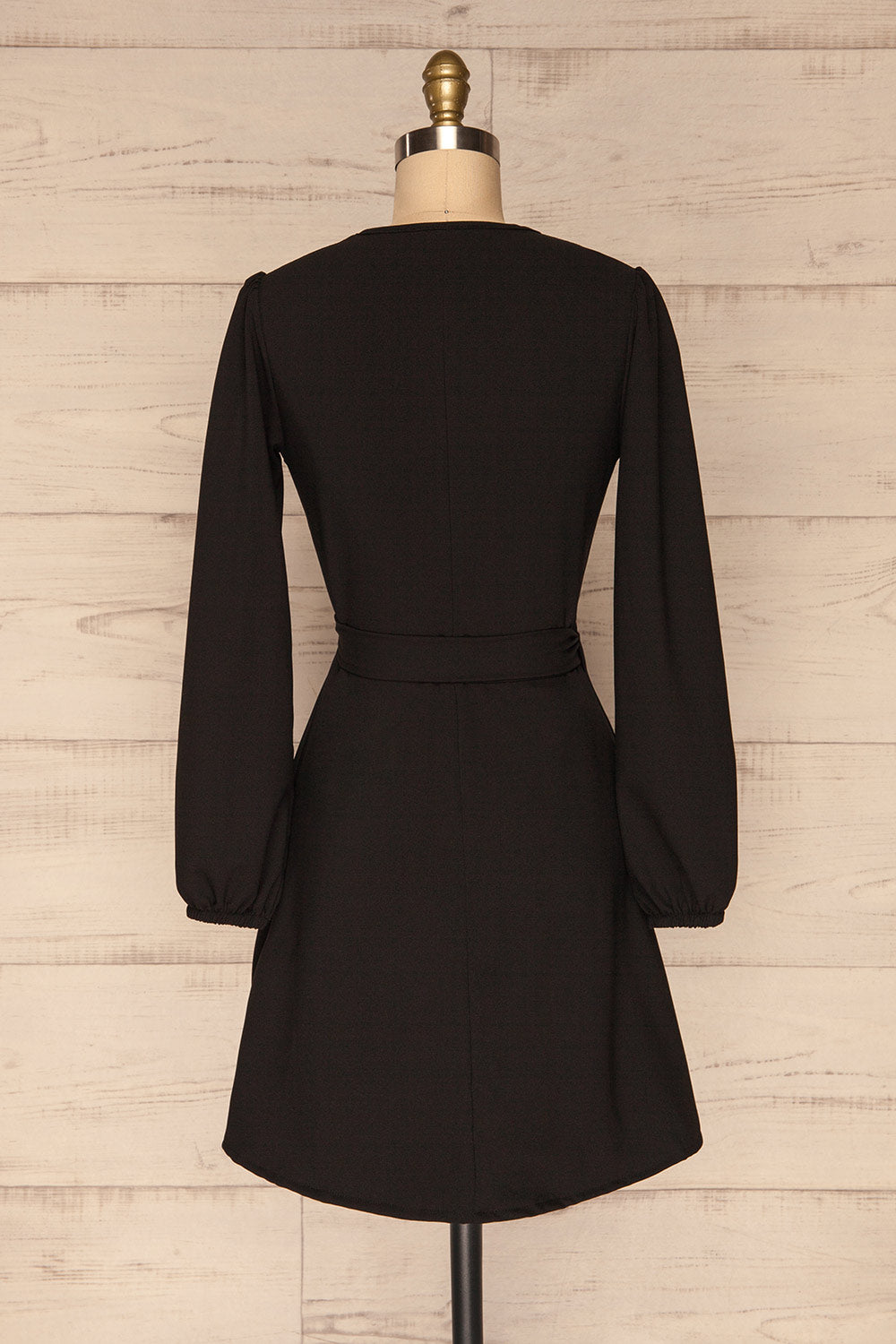 Billie Black Long Sleeve Wrap Dress | La petite garçonne back view 