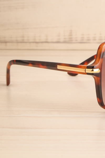 Birk Tortoise Brown Square Sunglasses | La petite garçonne branch close-up