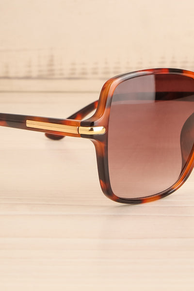 Birk Tortoise Brown Square Sunglasses | La petite garçonne side close-up