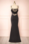 Birna Black Cowl Neck Maxi Dress w/ Slit | Boutique 1861 back view