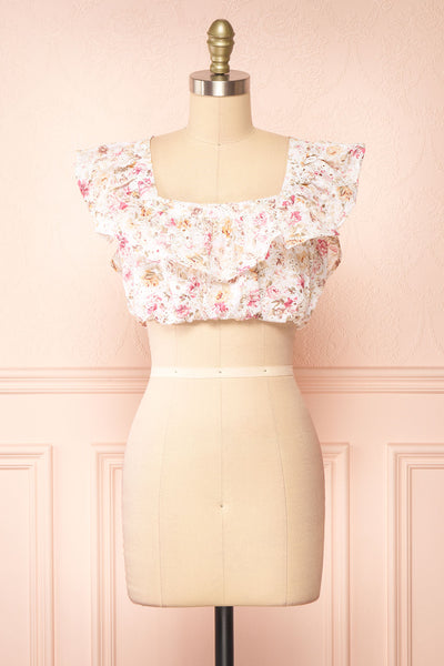 Birtha Floral Openwork Cropped Top | Boutique 1861 front view