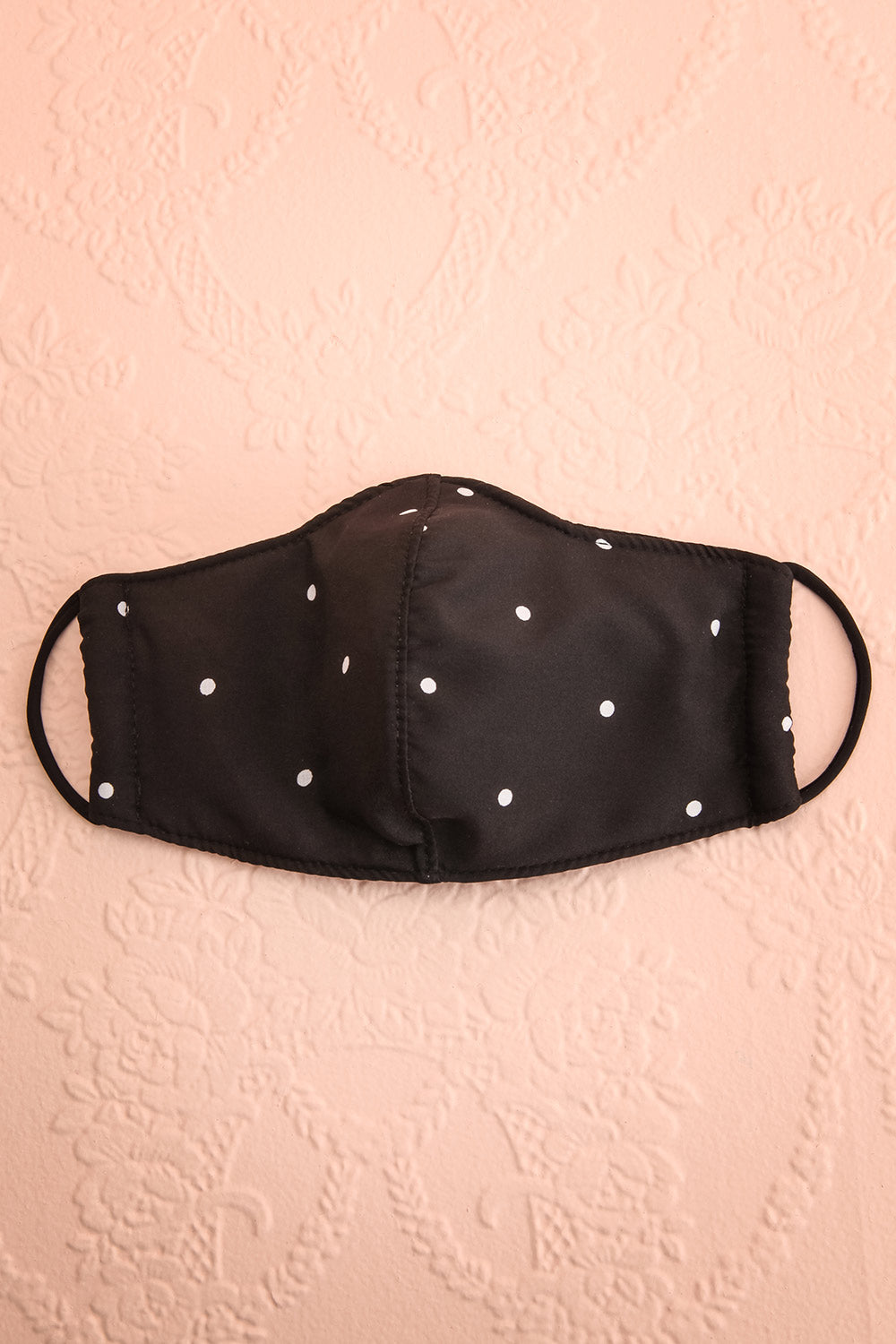 Black Polkadot Face Mask | Boutique 1861 front view 